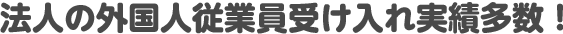 法人の外国人従業員受け入れ実績多数！